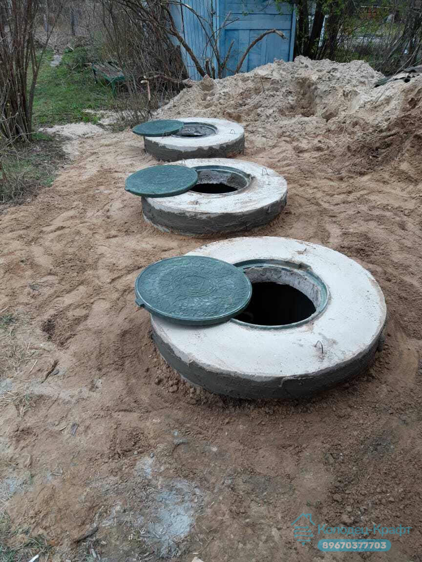 Трёхкамерный септик с люками
